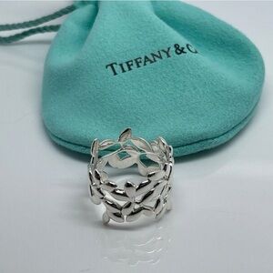 Tiffany & Co Sterling Silver Paloma Picasso Wide Olive Leaf Band Ring Size 7
